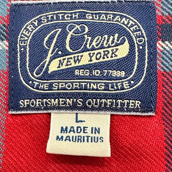 J. Crew Men's Red Midweight Flannel Plaid Shirt Large - Picture 14 of 14